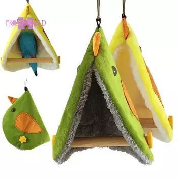 Милое одеяло для птиц с подвесной веревкой, кровать-гнездо, мягкая удобная, недеформирующаяся подвесная игрушка-гнездо для попугаев, волнистых попугаев S жёлтый