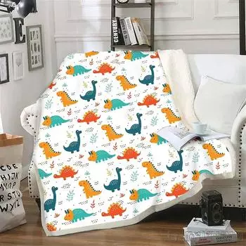 Милое одеяло с изображением динозавра из мультфильма, пушистое одеяло для детской кровати, пледы и покрывала из микрофибры с принтом в стиле аниме Flannel 70x100cm