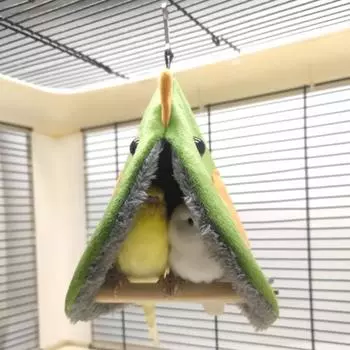 Милое одеяло с птицами и подвесной веревкой-гнездом, кровать, мягкое удобное недеформируемое гнездо для обнимашек, подвесная игрушка для попугаев, волнистых попугайчиков, попугаев S жёлтый