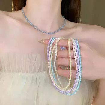 Милое ожерелье из бисера, модное женское ожерелье из каменного бисера, красочные ожерелья, милые ювелирные изделия в стиле Y2K, подарки, аксессуары
