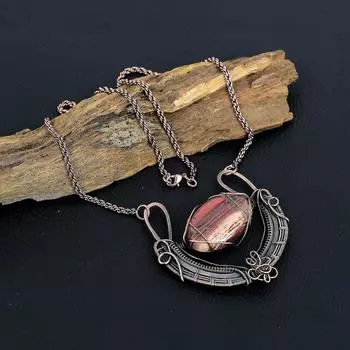 Милое ожерелье из медной проволоки с драгоценным камнем из красной речной яшмы ручной работы для любви 18 Inches With Adjustable красный