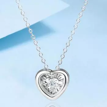 Милое ожерелье из муассанита из 100% серебра 2 мм 0,03 карата из 100% стерлингового серебра S925 для женщин, подвеска в виде сердца и ключицы, изящные ювелирные изделия, подарок