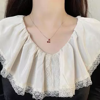 Милое ожерелье из вишни с красным цирконом, минималистский дизайн, новогодняя цепочка на ключицу