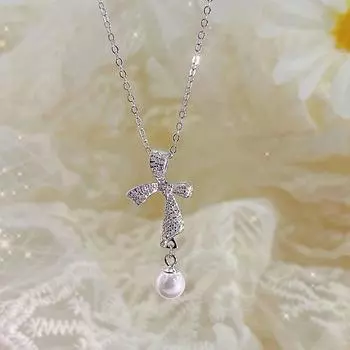 Милое ожерелье из жемчуга «Бабочка», универсальный стиль «Сказка» для женщин, чувственная цепочка для воротника