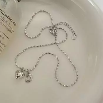Милое ожерелье Love Letter D, темпераментная цепочка на ключицу в форме сердца, рисовая цепочка на шейный отдел, женская новая тенденция