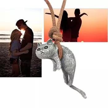 Милое ожерелье на ключицу, подвеска в виде кошки, подарок One Size