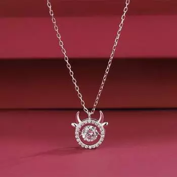 Милое ожерелье с ключицей и знаком зодиака корова, умный бриллиант S925, серебряный светильник, роскошный кулон в стиле меньшинства 925