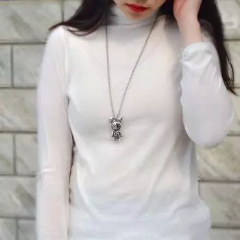 Милое ожерелье с маленьким монстром из титановой стали для мальчиков и девочек, модное, милое, в стиле хип-хоп, универсальное, длинное, не выцветающее, цепочка для свитера