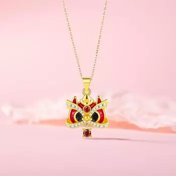 Милое ожерелье с танцующим львом, ювелирные изделия, женственность, мода, красная натальная цепочка из нержавеющей стали для ключицы