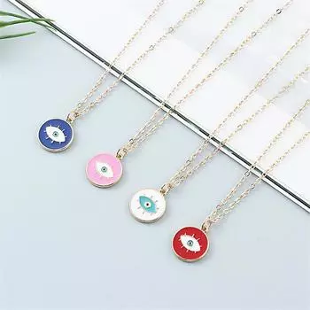 Милое ожерелье с турецкими кристаллами и злыми глазами, Pendientes для женщин, подарки, простые ювелирные изделия, свитер-цепочка, ожерелья