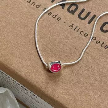 Милое ожерелье с улыбающимся лицом в виде фасоли, кулон в виде радуги, английская цепочка из змеиной кости