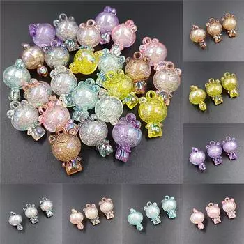 Милое ожерелье с вишней, серьги, браслет, 3 шт., бусины, модный акриловый, цветной, пузырчатый кулон, ручная работа, подвески для изготовления ювелирных изделий 14*23mm 3Pcs оранжевый