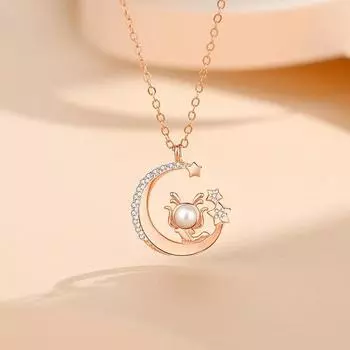 Милое ожерелье со звездой и луной и милым кулоном в виде дракона для женщин