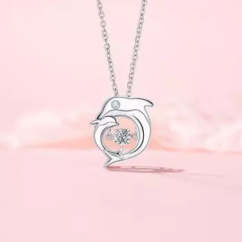 Милое ожерелье в виде дельфина, женская мода, темперамент, бьющееся сердце, цепочка из нержавеющей стали для ключицы