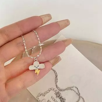 Милое ожерелье в виде облака-молнии с нишевым выражением, дизайнерским смыслом, погодой, цепочкой на ключицу, подарок для девушки