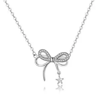 Милое ожерелье-звезда с бантом для женщин, универсальная студенческая вечеринка, подарок лучшему другу, цепочка-воротник