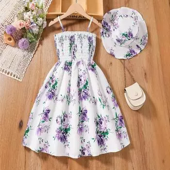 Милое платье для девочек, летнее детское модное платье принцессы 130cm темно-фиолетовый