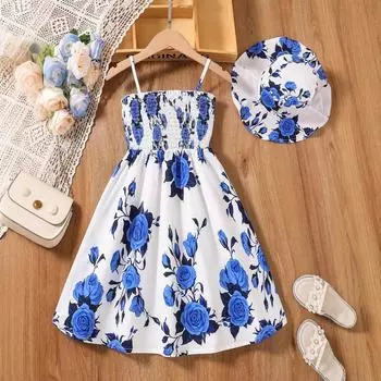 Милое платье для девочек, летнее детское платье, супер сказочное платье принцессы с цветочным принтом 130cm королевский синий