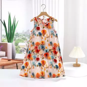 Милое платье для девочек, летнее детское платье для отдыха на море, цветное платье-жилет 80