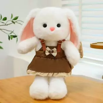 Милое платье, кукла-кролик, плюшевая игрушка, кукла для сна в кровати, супермягкий маленький белый кролик, тряпичная кукла для младенца, подарок на день рождения для мальчика и девочки Sitting Height 25cm Full Length 35cm