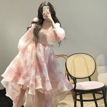 Милое платье принцессы, платье феи на день рождения, платье с пышными рукавами и талией, платье с хвостом 2XL разноцветный