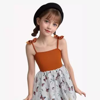Милое платье принцессы с принтом бабочек в сеточку в стиле пэчворк, летнее детское платье-халтер для девочек 1-2Y оранжевый