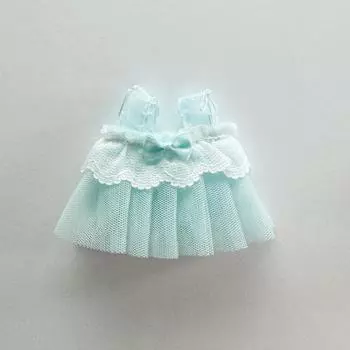 Милое платье принцессы с украшением-повязкой на голову, одежда для плюшевых кукол для 10-сантиметровой хлопковой куклы 17