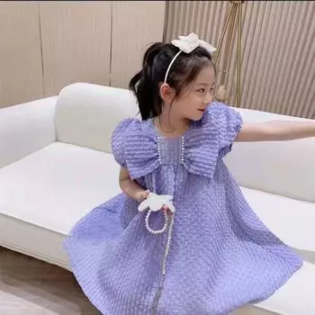 Милое платье с большим бантом для девочек, милая детская одежда, темпераментное платье 100