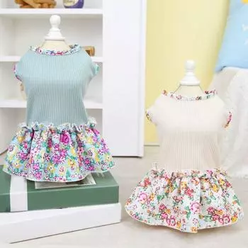 Милое плиссированное платье принцессы с цветочным принтом для маленьких собак, девочек, щенков, юбка для фотографий, милое домашнее животное, юбка для щенков S