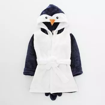 Милое плюшевое одеяло с рисунком для маленьких мальчиков и девочек, накидка, банный халат 100 тёмно-синий