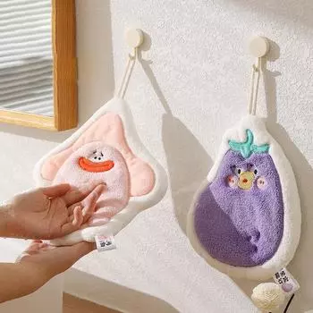 Милое подвесное полотенце для рук, двухслойное полотенце, впитывающее быстросохнущее полотенце для уборки, тряпка для кухни из микрофибры баклажановый