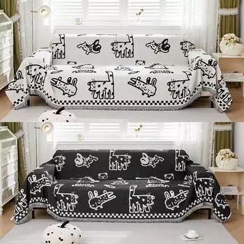 Милое покрывало для дивана из ткани синель, чехлы для дивана Four Seasons, универсальные покрывала с кисточками, защитные полотенца от царапин кошек 180x260cm