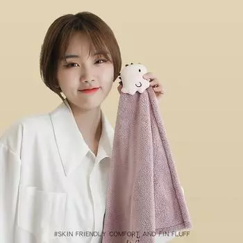 Милое полотенце для рук с изображением кота, быстросохнущая тряпка для уборки кухни, коралловый бархат, мультяшное животное, впитывающее полотенце для ванной, товары для дома фиолетовый