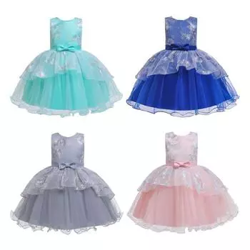 Милое праздничное платье без рукавов с цветочным принтом и бантом для девочек, детские пышные халаты, вечерние платья принцессы 100 серый