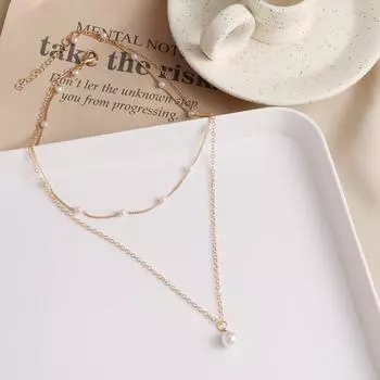 Милое простое двухслойное ожерелье, очаровательное женское колье-цепочка, кулон, женские модные ювелирные изделия, подарки золотой