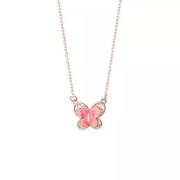 Милое розовое бабочка ниспадающее гелевое ожерелье для женщин новое INS принцесса стиль воротник цепочка ожерелье украшение