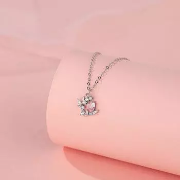 Милое розовое бриллиантовое ожерелье с пшеничными ушками для женщин с легкой роскошью и небольшим дизайном Sense New Neckwear