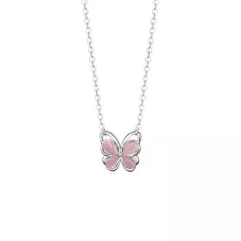Милое розовое бриллиантовое ожерелье в виде бабочки для женщин, свежий и нишевый дизайн, цепочка с замком в виде сердца для девочек