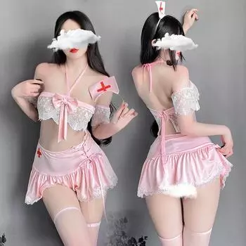 Милое сексуальное женское белье медсестра косплей костюм розовое платье сестра-врач актриса униформа кружевная юбка перспектива экзотическая ночная рубашка One Size