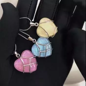 Милое синее розовое ожерелье с подвеской в виде сердца для женщин и мужчин, акриловые стразы, колье Барби, ожерелья, цепочка на воротник, ювелирное изделие, подарок синий