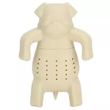 Милое ситечко для чая в форме собаки, силиконовый фильтр для заварки листьев чая для домашнего офиса, бежевый