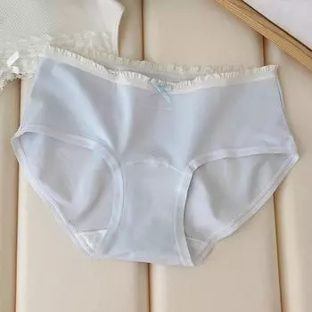 Милое сладкое хлопковое нижнее белье для женщин со средней талией 7A антибактериальное удлиненное шаговое крепление без следов тонкий дизайн трусики-треугольники для девочек-студенток M чёрный