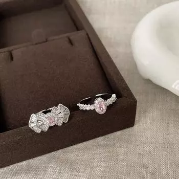 Милое слегка инкрустированное розовое циркониевое кольцо в виде бабочки, женское нишевое дизайн, темпераментное легкое роскошное элегантное кольцо