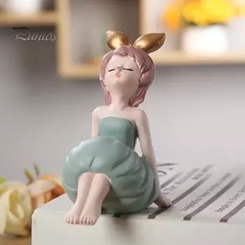 Милое украшение для девочек, платье из смолы для сидения, фигурка для девочек, статуэтка, скульптура, настольное украшение автомобиля, подарок на день рождения для детей и взрослых