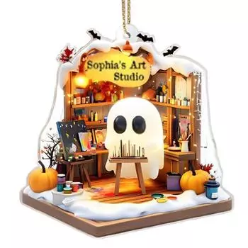 Милое украшение в виде призрака, читающего книгу, 2D акриловый призрак, тыква, подвесное украшение на окно для Хэллоуина, домашний декор для вечеринки D