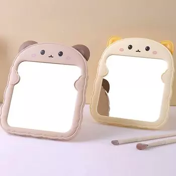 Милое зеркало с кошачьими ушками, креативное складное зеркало с изображением хлеба и медведя, настольное зеркало для макияжа для спальни