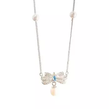 Милое жемчужное ожерелье с бантом для женщин, легкое, роскошное и популярное, шейный платок для девочек