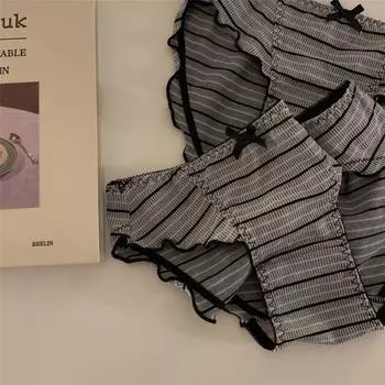 Милое женское нижнее белье из чистого хлопка кремового цвета с заниженной талией и треугольными чашечками, дышащее One Size