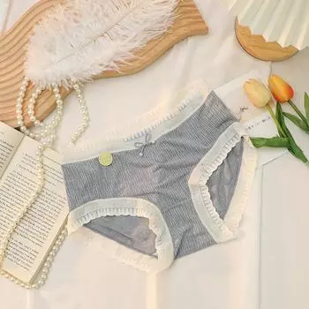 Милое женское нижнее белье со средней талией, хлопковое нижнее белье без следов с промежностью, тонкие дышащие сексуальные брюки с треугольными чашками для девочек one size розовый
