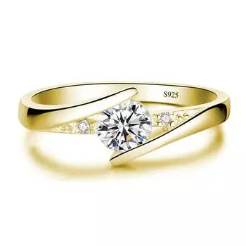 Милое женское обручальное кольцо с маленьким камнем циркония, винтажное желтое золото, свадебные украшения для женщин 10